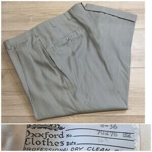 Oxxford Men's Pleated Dress Pants Gray & White Striped Size 36 JP